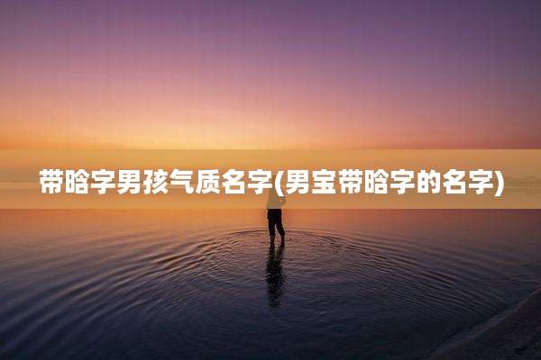 带晗字男孩气质名字(男宝带晗字的名字)