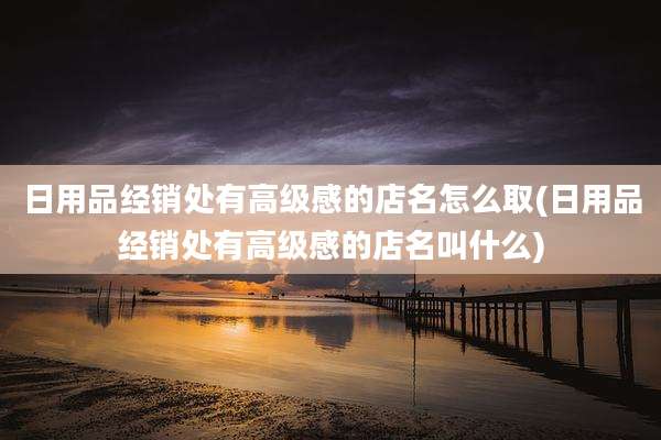 日用品经销处有高级感的店名怎么取(日用品经销处有高级感的店名叫什么)