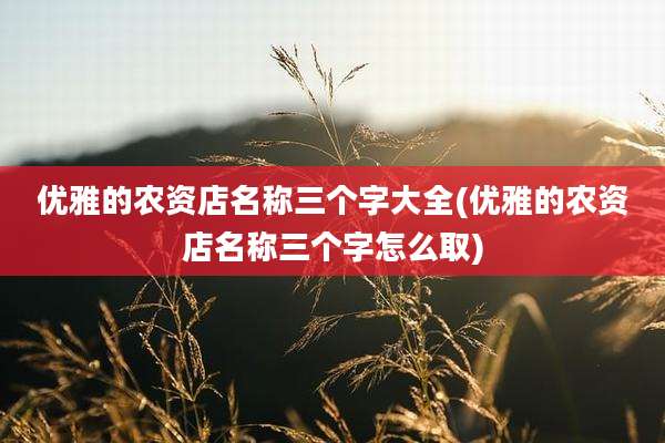 优雅的农资店名称三个字大全(优雅的农资店名称三个字怎么取)