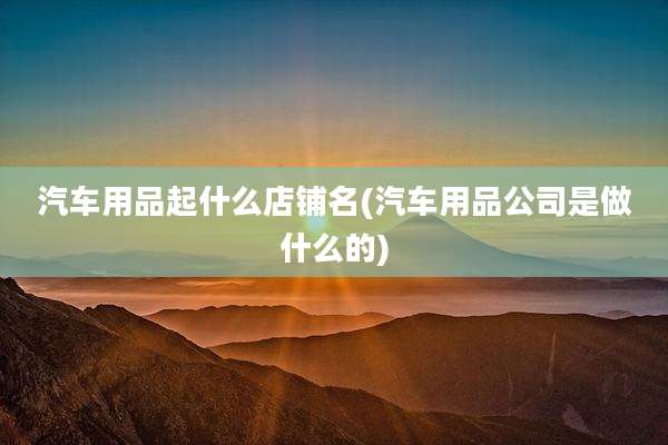 汽车用品起什么店铺名(汽车用品公司是做什么的)