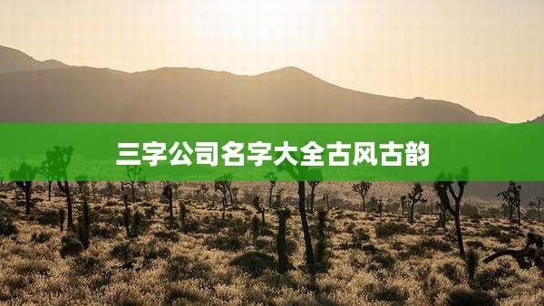三字公司名字大全古风古韵