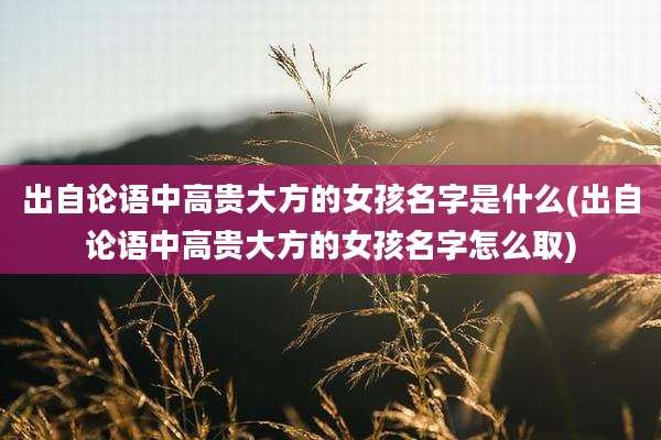 出自论语中高贵大方的女孩名字是什么(出自论语中高贵大方的女孩名字怎么取)