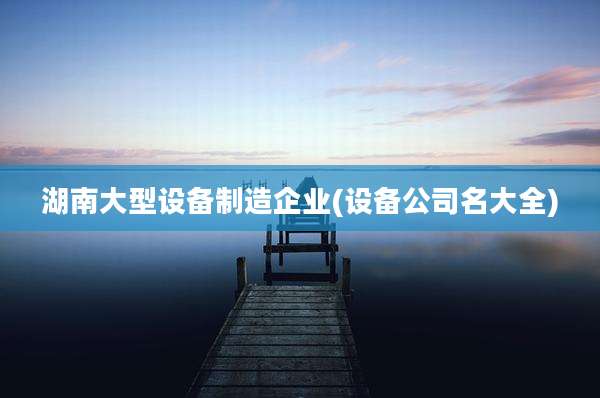 湖南大型设备制造企业(设备公司名大全)