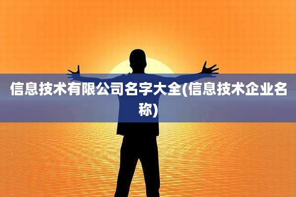 信息技术有限公司名字大全(信息技术企业名称)