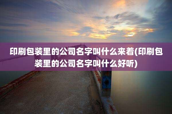 印刷包装里的公司名字叫什么来着(印刷包装里的公司名字叫什么好听)
