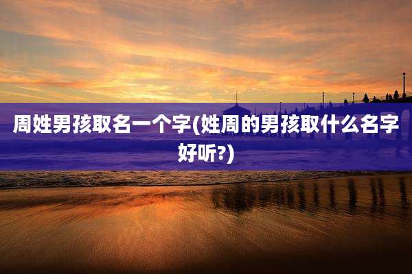 周姓男孩取名一个字(姓周的男孩取什么名字好听?)
