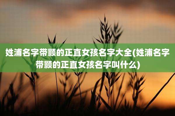 姓浦名字带颢的正直女孩名字大全(姓浦名字带颢的正直女孩名字叫什么)