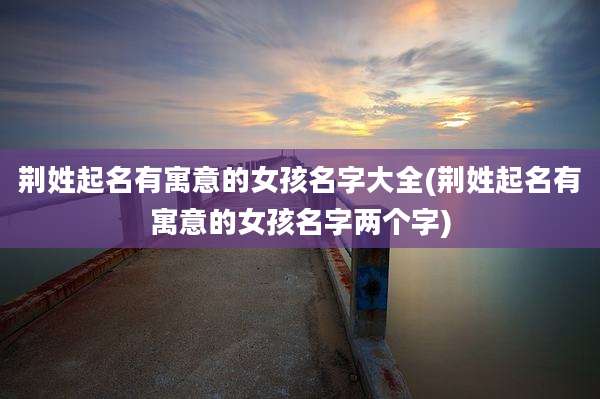 荆姓起名有寓意的女孩名字大全(荆姓起名有寓意的女孩名字两个字)