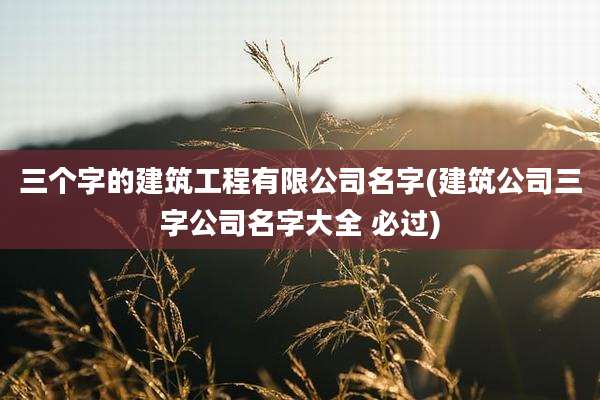 三个字的建筑工程有限公司名字(建筑公司三字公司名字大全 必过)