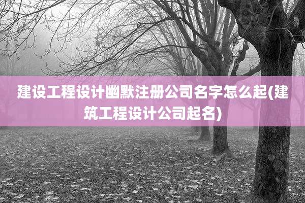 建设工程设计幽默注册公司名字怎么起(建筑工程设计公司起名)
