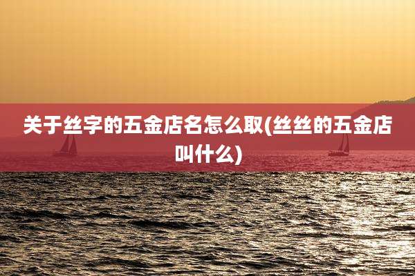 关于丝字的五金店名怎么取(丝丝的五金店叫什么)