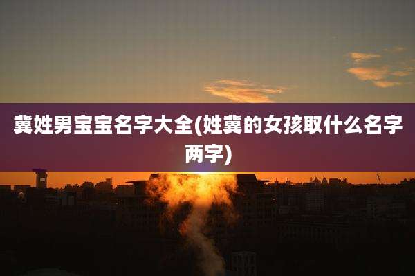 冀姓男宝宝名字大全(姓冀的女孩取什么名字两字)