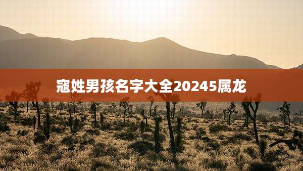 寇姓男孩名字大全20245属龙