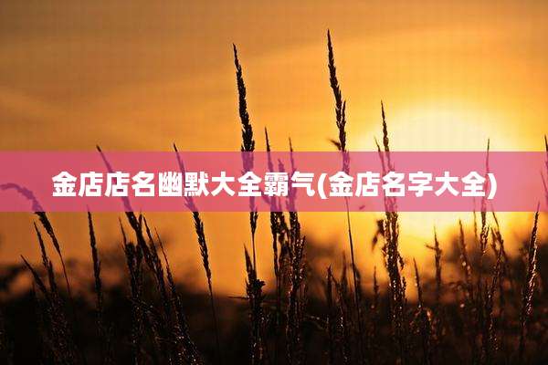 金店店名幽默大全霸气(金店名字大全)