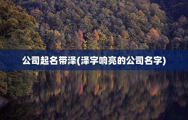 公司起名带泽(泽字响亮的公司名字)