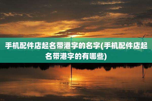 手机配件店起名带港字的名字(手机配件店起名带港字的有哪些)