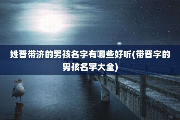 姓晋带济的男孩名字有哪些好听(带晋字的男孩名字大全)