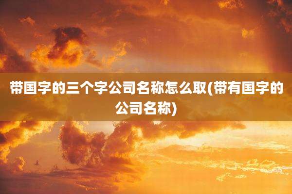 带国字的三个字公司名称怎么取(带有国字的公司名称)