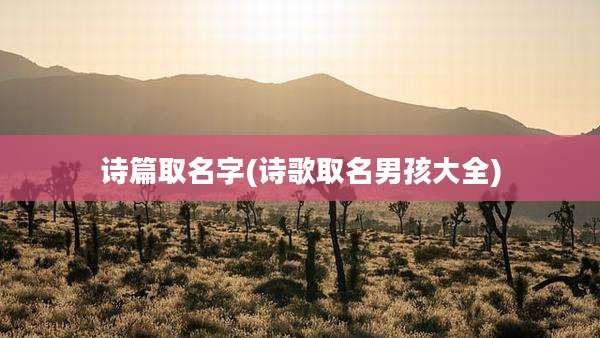 诗篇取名字(诗歌取名男孩大全)