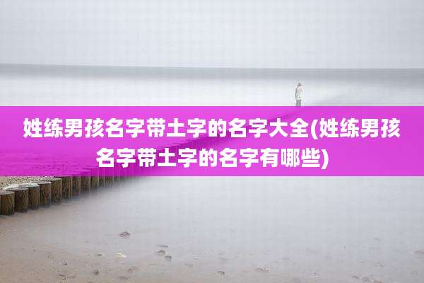 姓练男孩名字带土字的名字大全(姓练男孩名字带土字的名字有哪些)