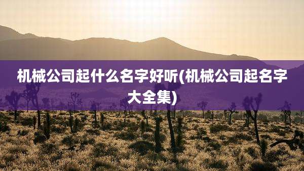 机械公司起什么名字好听(机械公司起名字大全集)