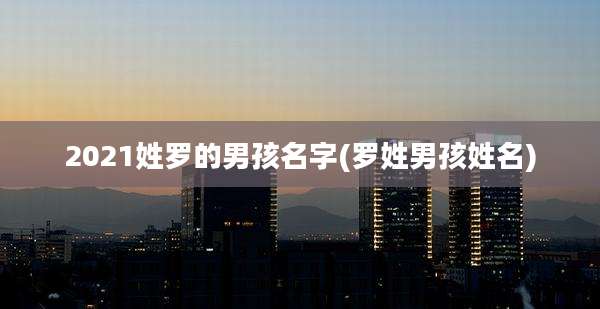 2021姓罗的男孩名字(罗姓男孩姓名)