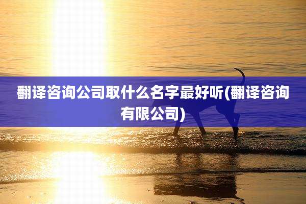 翻译咨询公司取什么名字最好听(翻译咨询有限公司)