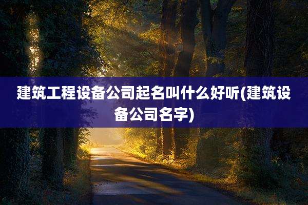 建筑工程设备公司起名叫什么好听(建筑设备公司名字)