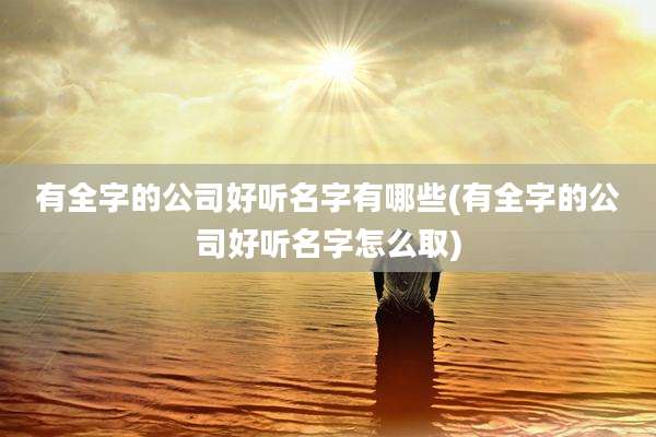 有全字的公司好听名字有哪些(有全字的公司好听名字怎么取)