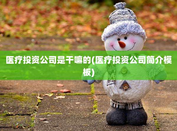 医疗投资公司是干嘛的(医疗投资公司简介模板)