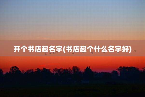 开个书店起名字(书店起个什么名字好)