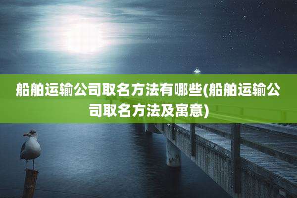 船舶运输公司取名方法有哪些(船舶运输公司取名方法及寓意)