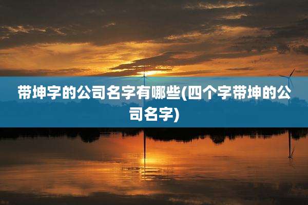 带坤字的公司名字有哪些(四个字带坤的公司名字)