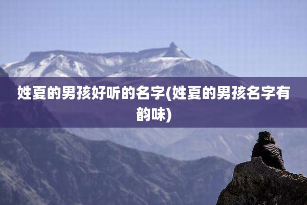 姓夏的男孩好听的名字(姓夏的男孩名字有韵味)