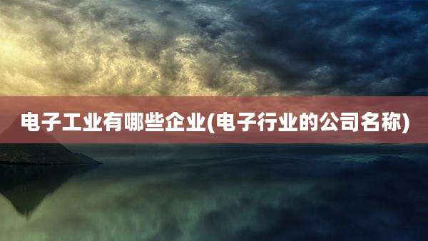 电子工业有哪些企业(电子行业的公司名称)