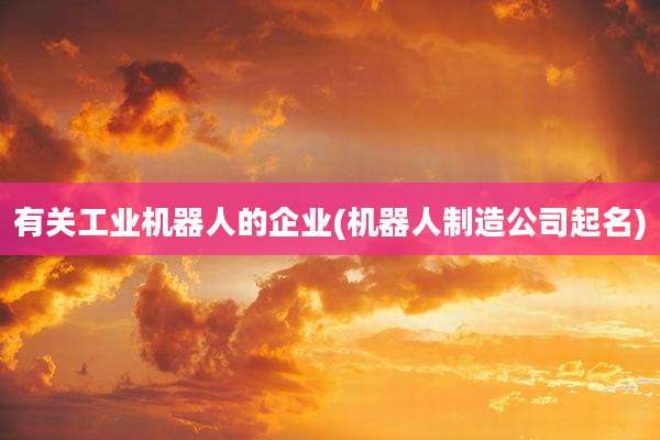 有关工业机器人的企业(机器人制造公司起名)