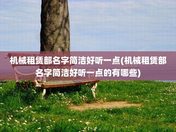 机械租赁部名字简洁好听一点(机械租赁部名字简洁好听一点的有哪些)