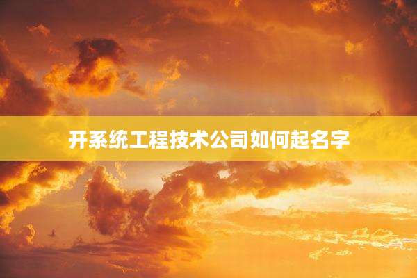 开系统工程技术公司如何起名字