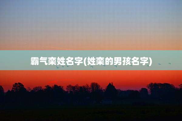 霸气栾姓名字(姓栾的男孩名字)