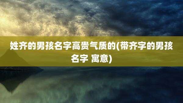 姓齐的男孩名字高贵气质的(带齐字的男孩名字 寓意)