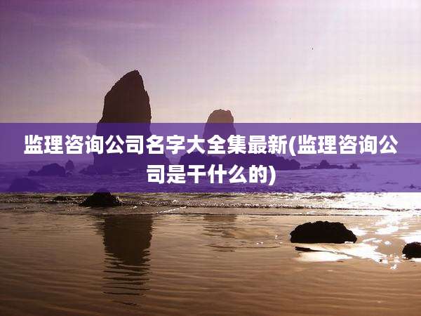 监理咨询公司名字大全集最新(监理咨询公司是干什么的)