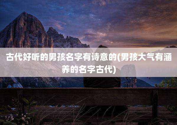 古代好听的男孩名字有诗意的(男孩大气有涵养的名字古代)