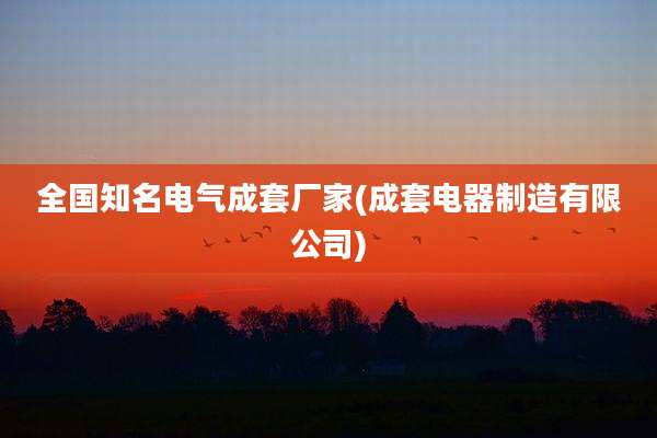 全国知名电气成套厂家(成套电器制造有限公司)
