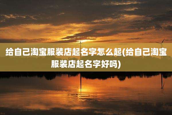 给自己淘宝服装店起名字怎么起(给自己淘宝服装店起名字好吗)