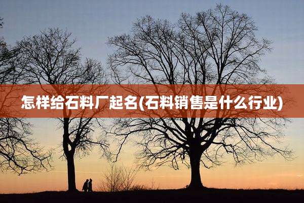 怎样给石料厂起名(石料销售是什么行业)