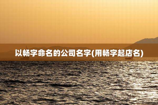 以畅字命名的公司名字(用畅字起店名)