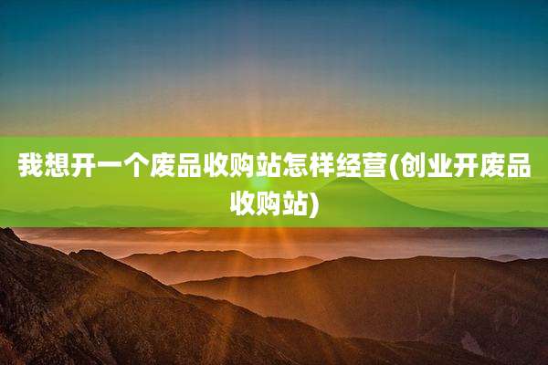 我想开一个废品收购站怎样经营(创业开废品收购站)