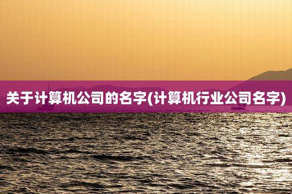 关于计算机公司的名字(计算机行业公司名字)