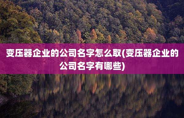 变压器企业的公司名字怎么取(变压器企业的公司名字有哪些)