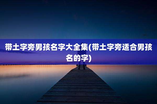 带土字旁男孩名字大全集(带土字旁适合男孩名的字)